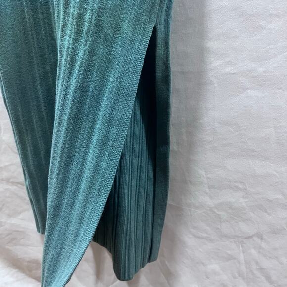 Abercrombie and Fitch Midi Teal Ribbed Knit Tank Dress w/Side Slit Women's Large - Picture 7 of 8